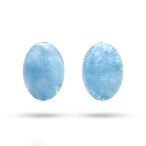 Aquamarine Smooth Oval Cabochon Gemstone, 16x22 Mm, Aquamarine Cabochon, Aquamarine Oval Jewelry Making Gemstone, Pair ( 2 Pieces )