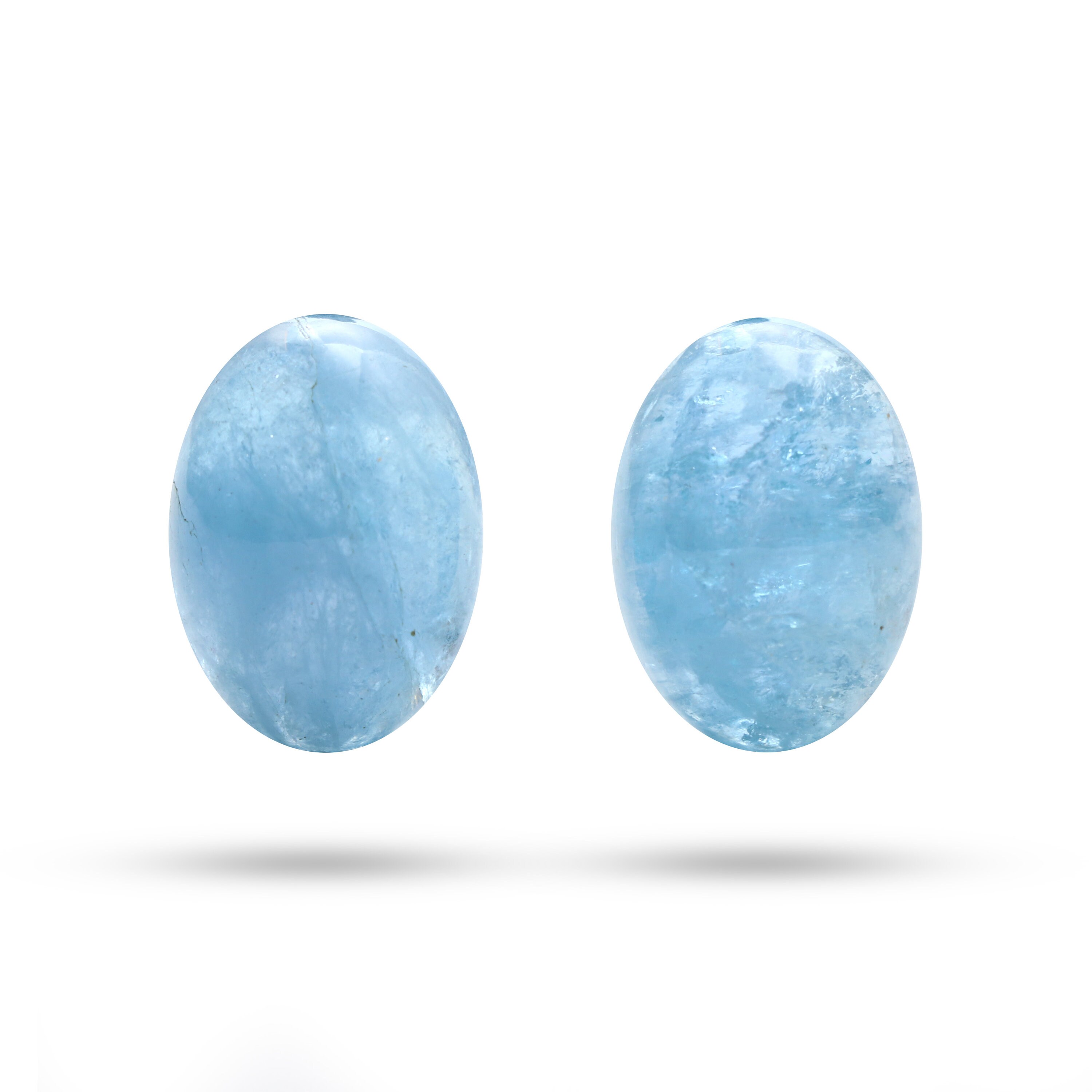 Aquamarine Smooth Oval Cabochon Gemstone, 16x22 Mm, Aquamarine Cabochon, Aquamarine Oval Jewelry Making Gemstone, Pair ( 2 Pieces )