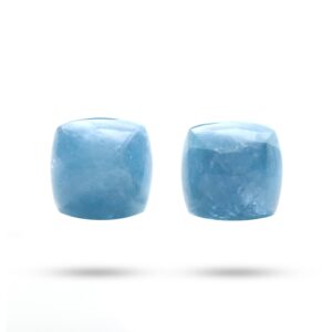 Aquamarine Smooth Sugarloaf Gemstone, 18x18 Mm, Aquamarine Cabochon, Aquamarine Sugarloaf Jewelry Making Gemstone, Pair ( 2 Pieces )