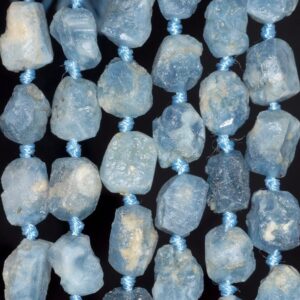 16x13-9x8mm Aquamarine Gemstone Grade Aaa Rough Nugget Pebble Loose Beads 8 Inch Half Strand (80003339-b89)
