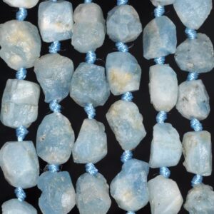 18x17-13x11mm Aquamarine Gemstone Grade Aa Rough Nugget Pebble Loose Beads 8 Inch Half Strand (80003340-b89)