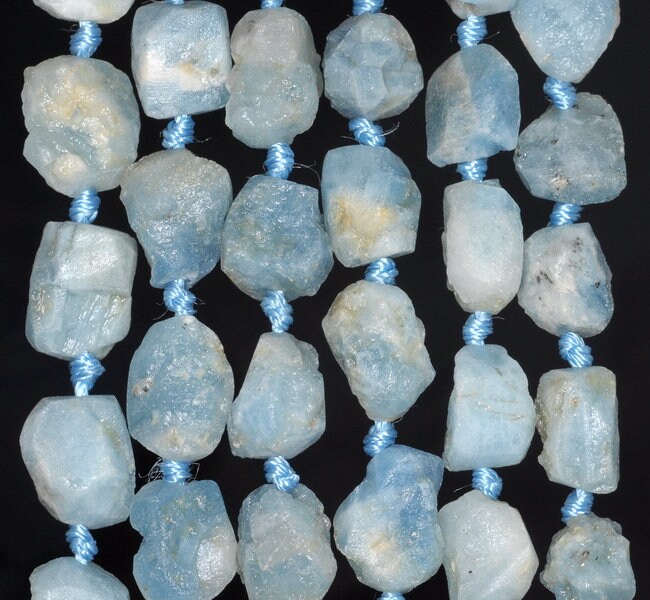 18x17-13x11mm Aquamarine Gemstone Grade Aa Rough Nugget Pebble Loose Beads 8 Inch Half Strand (80003340-b89)