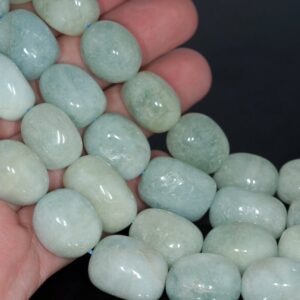 21x17-19x14mm Aquamarine Gemstone Grade A Irregular Nugget Loose Beads 7.5 Inch Half Strand (80001306-a110)