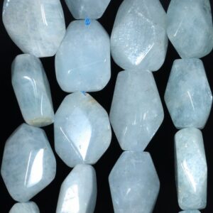 22x16-17x14mm Aquamarine Gemstone Grade Aa Faceted Nugget Loose Beads 15.5 Inch Full Strand (80001534-a100)