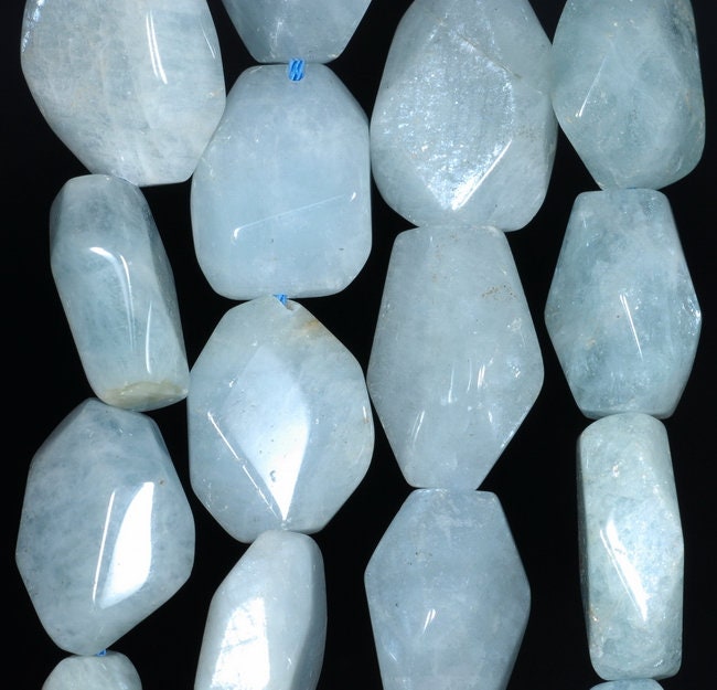 22x16-17x14mm Aquamarine Gemstone Grade Aa Faceted Nugget Loose Beads 15.5 Inch Full Strand (80001534-a100)