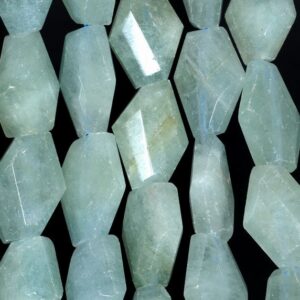 24x15-21x14mm Aquamarine Gemstone Grade A Faceted Nugget Loose Beads 15.5 Inch Full Strand (80001548-a97)