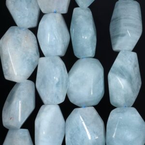 24x17-18x15mm Aquamarine Gemstone Grade Aa Faceted Nugget Loose Beads 15.5 Inch Full Strand (80001539-a100)
