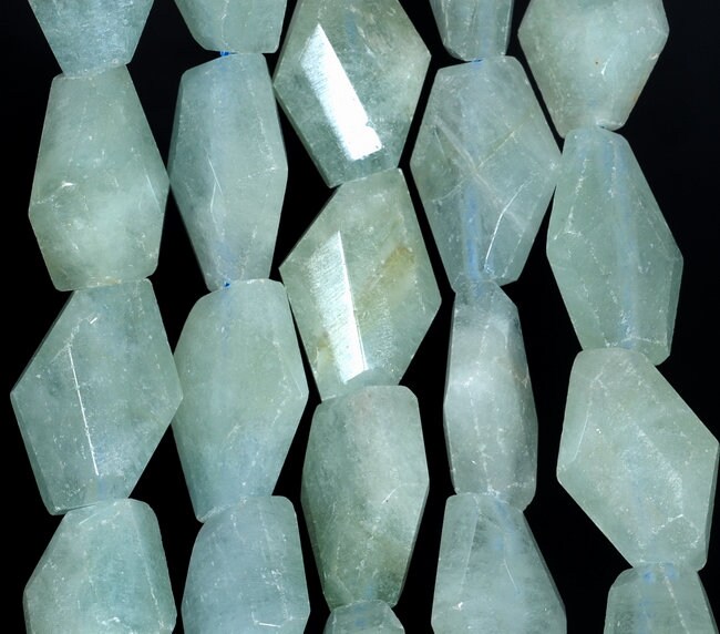 25x16-22x15mm Aquamarine Gemstone Grade A Faceted Nugget Loose Beads 15.5 Inch Full Strand (80001552-a96)