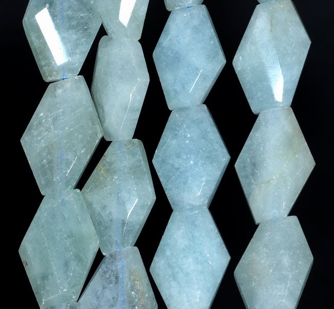 27x18-24x17mm Aquamarine Gemstone Grade Aa Faceted Nugget Loose Beads 15.5 Inch Full Strand (80001553-a96)
