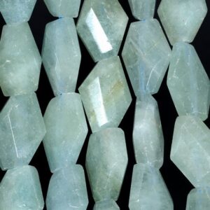 27x18-24x17mm Aquamarine Gemstone Grade A Faceted Nugget Loose Beads 15.5 Inch Full Strand (80001554-a96)