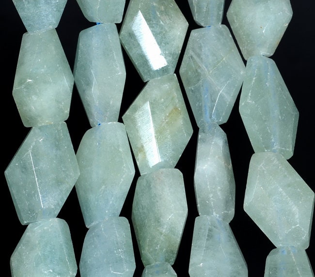 27x18-24x17mm Aquamarine Gemstone Grade A Faceted Nugget Loose Beads 15.5 Inch Full Strand (80001554-a96)