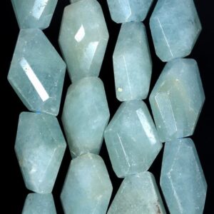 27x18-24x17mm Aquamarine Gemstone Grade Aaa Faceted Nugget Loose Beads 15.5 Inch Full Strand (80001555-a96)