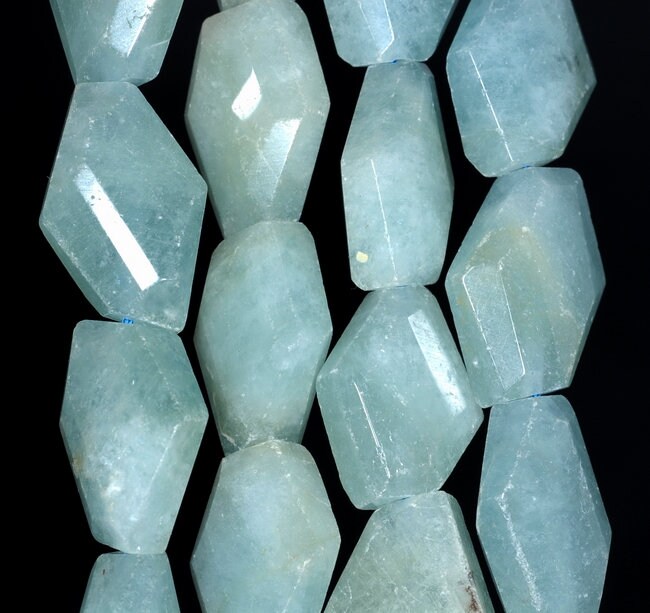 27x18-24x17mm  Aquamarine Gemstone Grade Aaa Faceted Nugget Loose Beads 15.5 Inch Full Strand (80001555-a96)