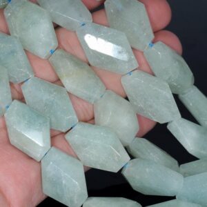 28x19-25x18mm Aquamarine Gemstone Grade Aa Faceted Nugget Loose Beads 15.5 Inch Full Strand (80001559-a111)