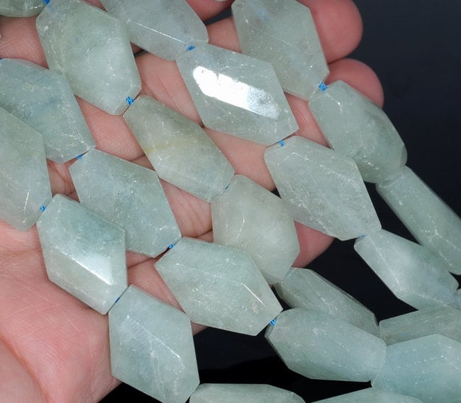 28x19-25x18mm Aquamarine Gemstone Grade Aa Faceted Nugget Loose Beads 15.5 Inch Full Strand (80001559-a111)