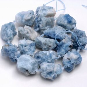28x21-17x15mm Blue Aquamarine Gemstone Grade Aaa Rough Nugget Loose Beads 7.5 Inch Half Strand (80003355-b86)
