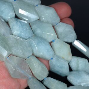30x21-27x20mm Aquamarine Gemstone Grade Aaa Faceted Nugget Loose Beads 15.5 Inch Full Strand (80001561-a111)