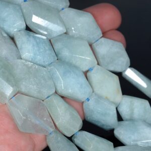 32x23-30x22mm Aquamarine Gemstone Grade Aaa Faceted Nugget Loose Beads 15.5 Inch Full Strand (80001563-a111)