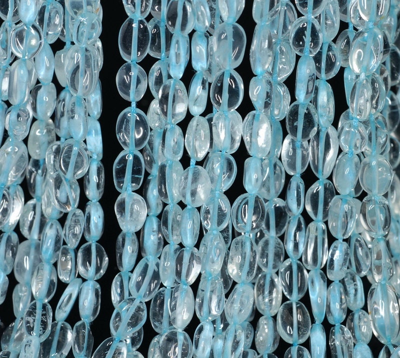 8x5-11x6mm Aquamarine Gemstone Grade Aaa Blue Pebble Nugget Loose Beads 14.5 Inch Full Strand (90185138-891)