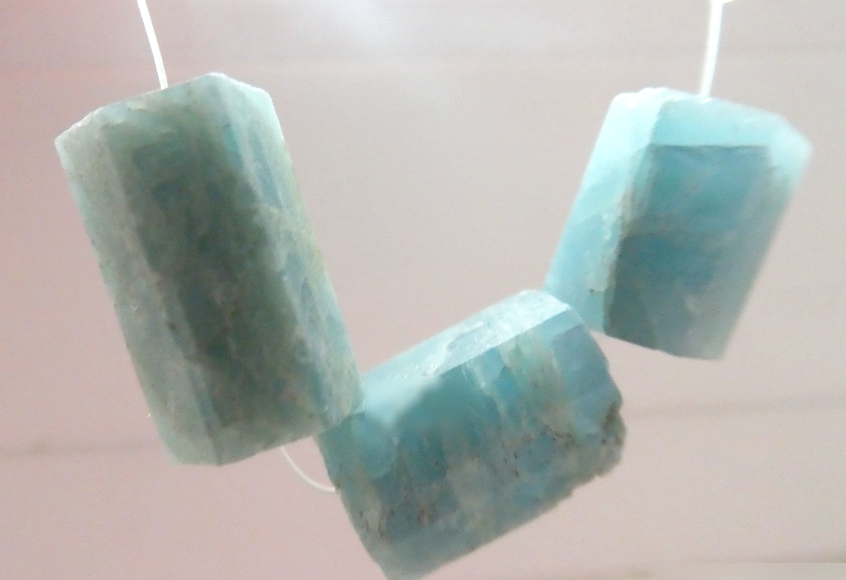 Tube Aquamarine Hexagon 12-17mm Matte Beads-3 Pcs Large Focal Gemstone-craft Pendant Beads-jewelry Making