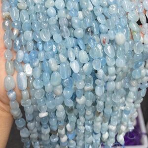 Natural Aquamarine Chip Beads, chip Beads, 6x8mm Aquamarine Chip Nugget Beads, one Strand 15"