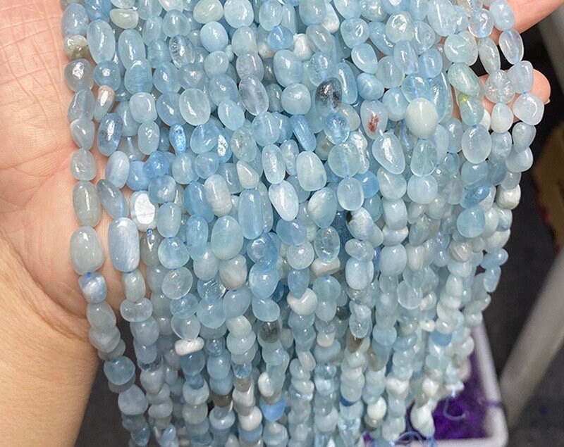 Natural Aquamarine Chip Beads, Chip Beads, 6x8mm Aquamarine Chip Nugget Beads, One Strand 15" Natural Aquamarine Chip Beads, Chip Beads, 6x8mm Aquamarine Chip Nugget Beads, One Strand 15"