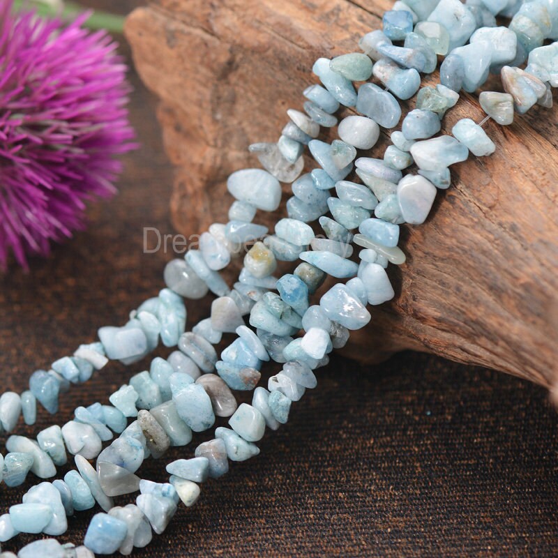 Natural Aquamarine Gemstone Drilled Freedom Chips Beads For Jewelry Diy Making (jy58)