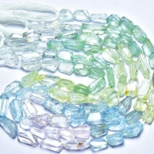 Aquamarine Nugget Beads - 12 Inches - Natural Beautiful Faceted Aquamarine Nuggets - Size Is 6x8 - 7x15 Mm #2699