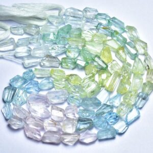 Aquamarine Nugget Beads - 12 Inches - Natural Beautiful Faceted Aquamarine Nuggets - Size Is 8x10 - 7x17 Mm #2698