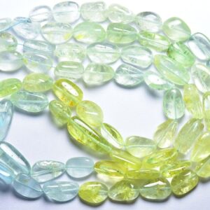 Aquamarine Nuggets Beads - 8 Inches - Beautiful Natural Smooth Multi Aquamarine Heliodor Nugget Beads - Size Is 8x12-8x15 Mm #1822