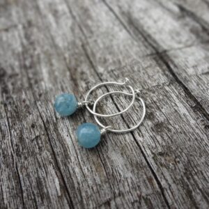 Blue Aquamarine Earring Charms. Blue Aquamarine And Sterling Silver Gemstone Hoop Earrings Handmade In Australia By Miss Leroy