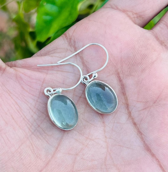Aquamarine Earrings, Dangle Drop Earrings, 925 Sterling Silver, Handmade Jewelry, Women Gift