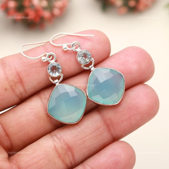 Aquamarine Drop Earrings: Sterling Silver Gemstone Jewelry