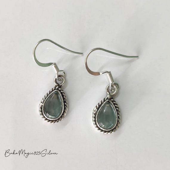 Handmade Aquamarine 925 Sterling Silver Pear Drop Earrings