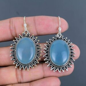 Handmade Aquamarine Earrings: 925 Sterling Silver Gemstone Jewelry