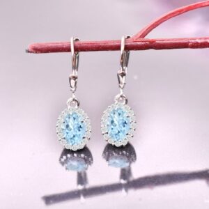 Handmade Aquamarine Leverback Earrings – 14K Gold, Blue Gemstone Jewelry