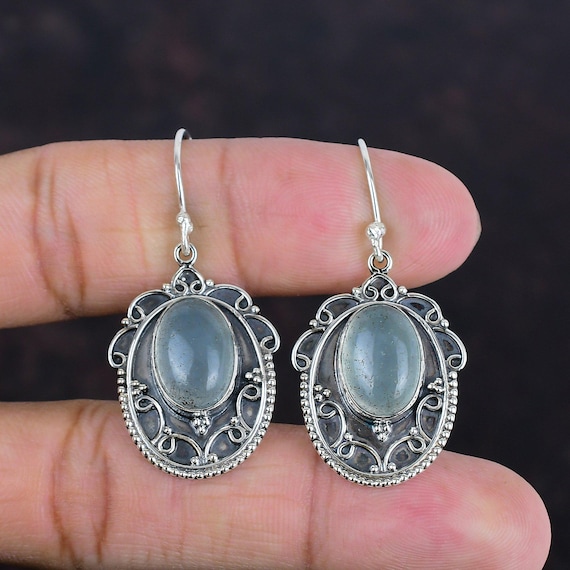 Handmade Aquamarine Earrings: Vintage Sterling Silver Gemstone Jewelry
