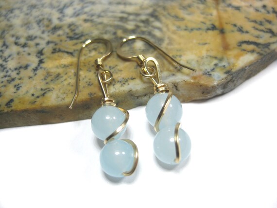 Aquamarine Earrings In 14k Gold Filled Wire On 14k Gold Filled French Hooks Or 14k Gold Filled Leverbacks