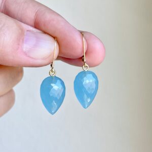 Milky Aquamarine Earrings, March Birthstone, Opaque Blue Teardrop Earrings, Aquamarine Statement Earrings, Aquamarine Jewelry, Gift for her
