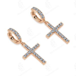 Natural Aquamarine Cross Earrings For Women Art Deco Religious Earrings Vintage Dangle Drop Wedding Earrings 925 Sterling Silver Earrings
