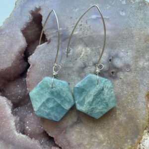 Natural Aquamarine Sterling Silver Dangle Earrings: Boho Statement Jewelry