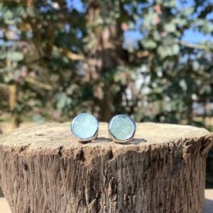 Raw Aquamarine Sterling Silver Stud Earrings: March Birthstone Jewelry