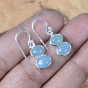Aquamarine Sterling Silver Hook Earrings: Handmade Gemstone Jewelry