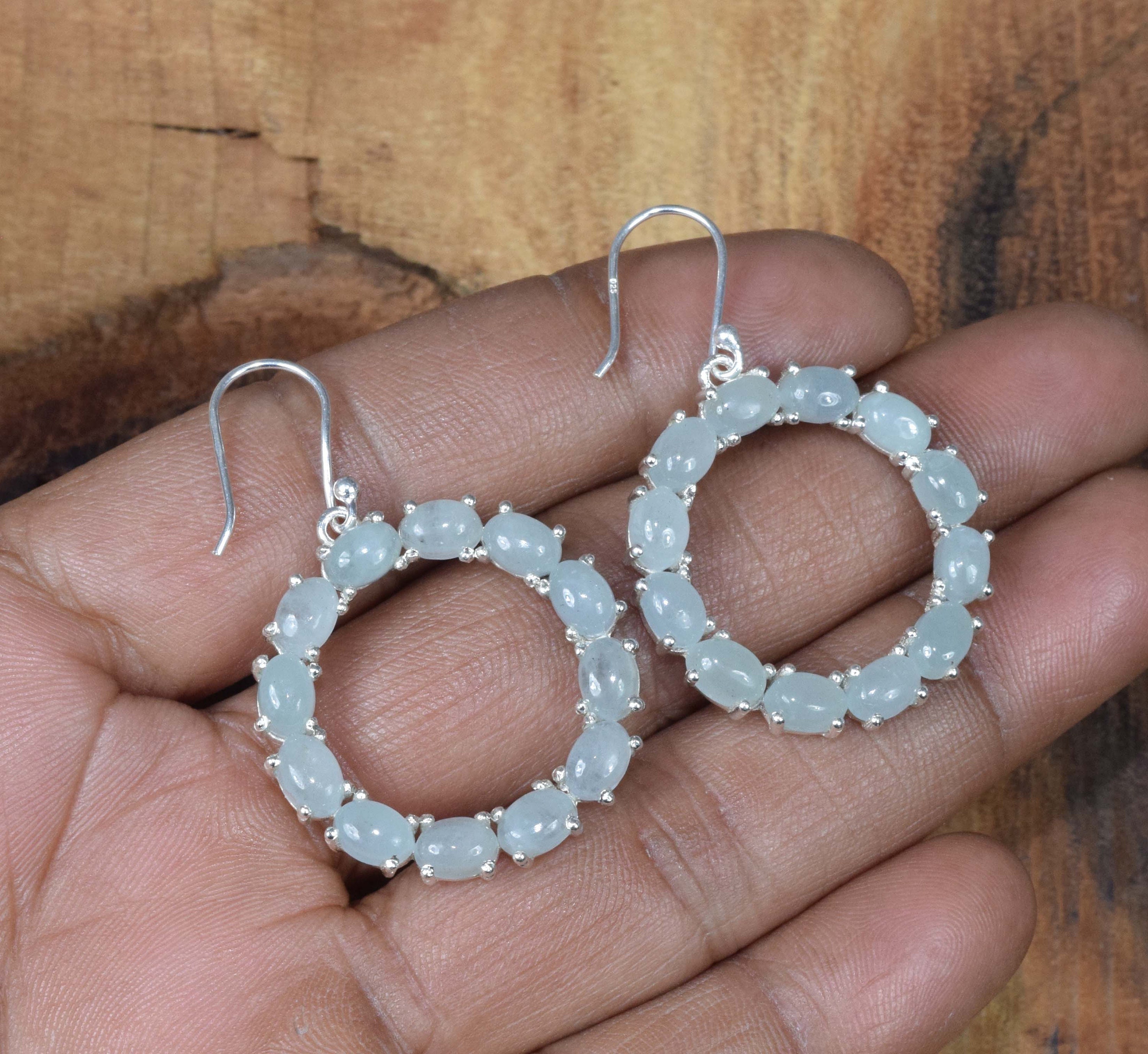 Aquamarine Sterling Silver Hook Earrings: Handmade Elegant Jewelry