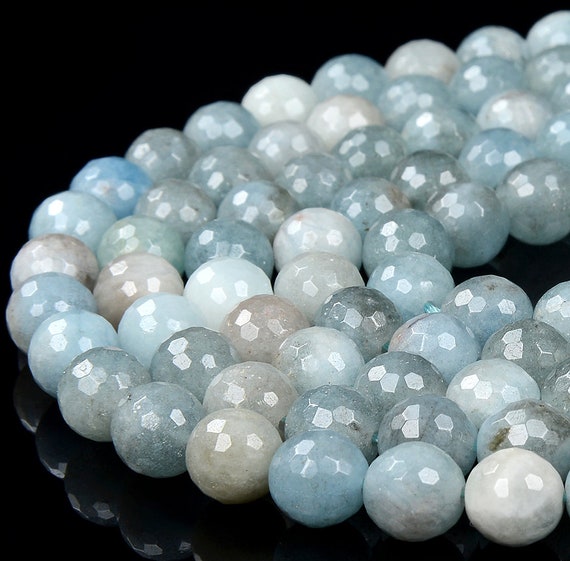 10mm Natural Aquamarine Gemstone Grade A Faceted Round Loose Beads Bulk Lot 1,2,6,12 And 50 (d334)