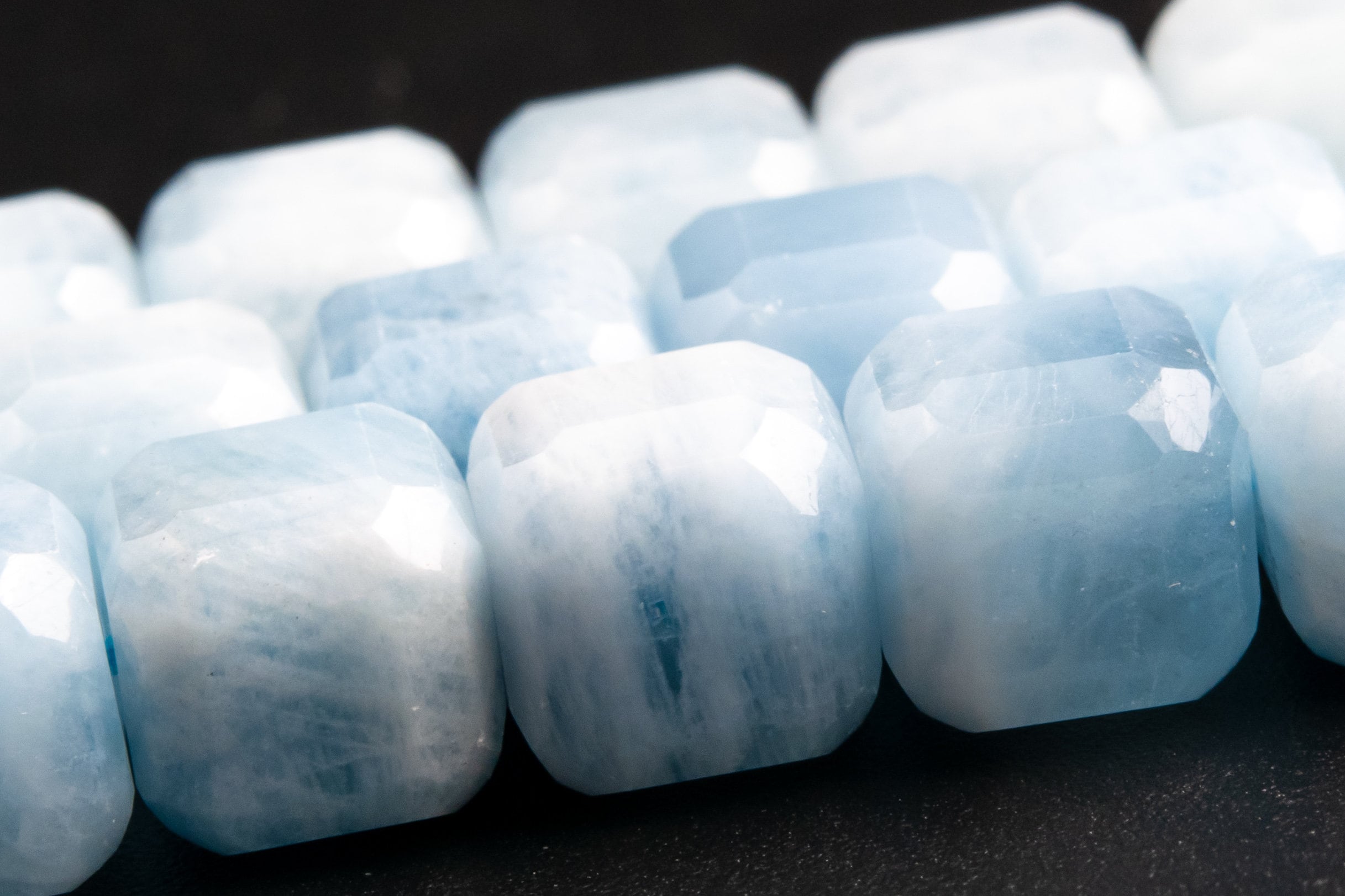 10x10mm Aquamarine Beads Beveled Edge Faceted Cube Grade A Genuine Natural Gemstone Loose Beads 15.5" / 7.5" Bulk Lot Options (117843)