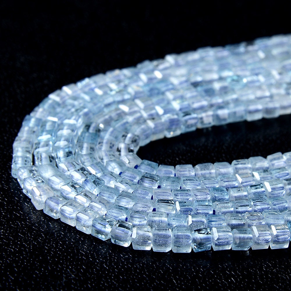 2mm Natural Aquamarine Gemstone Grade Aaa Micro Faceted Diamond Cut Cube Loose Beads 15 Inch Full Strand (80009235-p43)