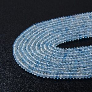 3x2MM Aquamarine Gemstone Grade AAA Bicone Faceted Rondelle Saucer Loose Beads BULK LOT 1,2,6,12 and 50 (P1) 3x2MM Aquamarine Gemstone Grade AAA Bicone Faceted Rondelle Saucer Loose Beads BULK LOT 1,2,6,12 and 50 (P1)
