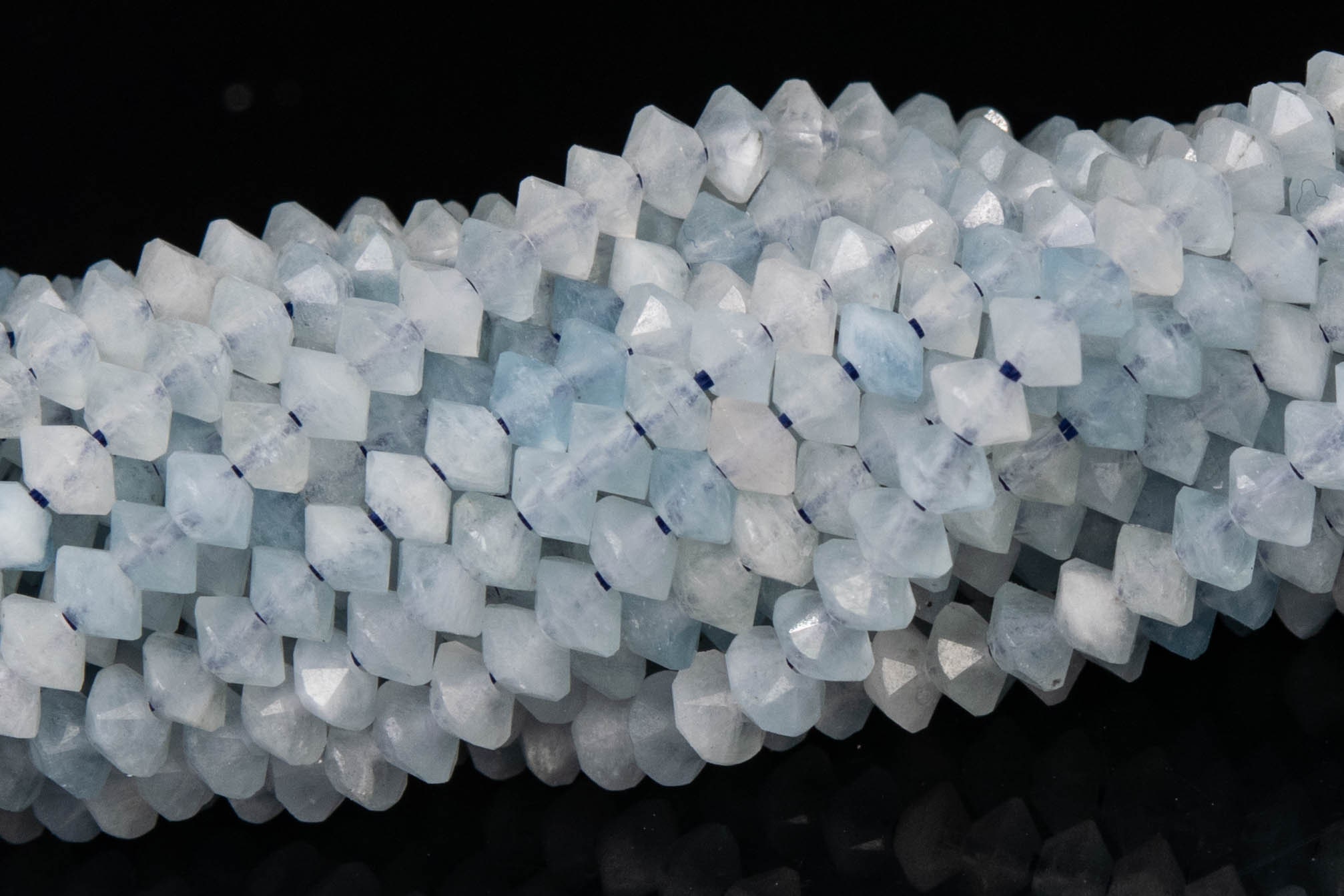 3x2mm Light Blue Aquamarine Beads Aaa Genuine Natural Gemstone Full Strand Faceted Rondelle Loose Beads 15" Bulk Lot Options (111780-3407)