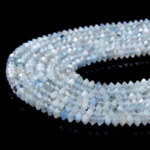 3X2MM Natural Aquamarine Gemstone Grade AA Bicone Faceted Rondelle Saucer Beads 15 inch Full Strand BULK LOT 1,2,6,12 and 50 (80009277-P25) 3X2MM Natural Aquamarine Gemstone Grade AA Bicone Faceted Rondelle Saucer Beads 15 inch Full Strand BULK LOT 1,2,6,12 and 50 (80009277-P25)
